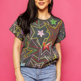 Charcoal Multi Star Tee | Queen Of Sparkles