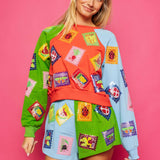 Colorblock Multi Stamp Sweatshirt | Queen Of Sparkles