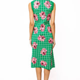 Green & White Checkered Pink Azalea Knit Midi Dress | Queen Of Sparkles