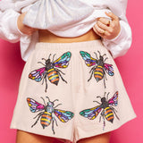 Beige Multi Bumble Bee Short | Queen Of Sparkles