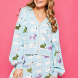 Light Blue Scattered Bunny Cardigan