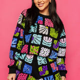 Black Multi Flower Tile Sweatshirt | Queen Of Sparkles