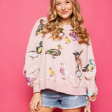 Light Pink Scattered Duck Sweatshirt | Queen Of Sparkles