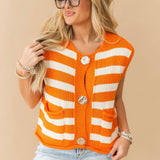 Orange White Stripe Sweater Vest