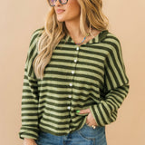Piper Stripe Cardigan | Olive