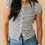 Most Wanted Striped Cardi | Navy White