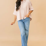 Stripe Button Down Top | Blush