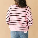 Piper Stripe Cardigan | Pink Brown