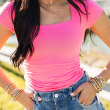 Sunfade Clean Lines Baby Tee | Pink Flame