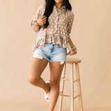 Bailey Polka Dot Button Top | Sand