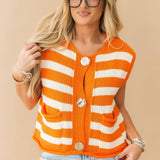 Orange White Stripe Sweater Vest