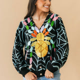 Black Multi Spider On Web Button Up Cardigan | Queen Of Sparkles