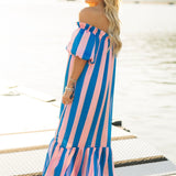 Clarise Dress | Pink Blue Stripe