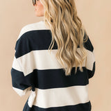 Classic Stripe Crew Pullover | Black Combo