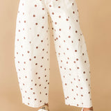 Polka Dot Barrel Jean | Cream Brown