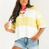 Lemon Drop Stripe Sweater | Yellow White