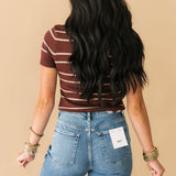 Shyla Stripe Polo Top | Brown