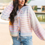Over The Rainbow Tie Front Cardigan | Pastel