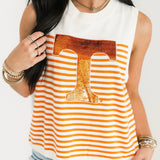 Licensed Tennessee Mascot Striped Knit Tank | Queen Of Sparkles