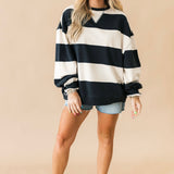 Classic Stripe Crew Pullover | Black Combo