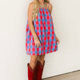Liberty Mini Dress | Red Blue Check