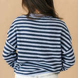 Piper Stripe Cardigan | Dusty Blue
