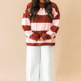 Classic Stripe Crew Pullover | Strawberry Wine