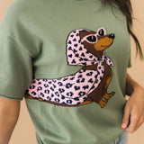 Boujee Weenie Dog Sweater Top | Olive
