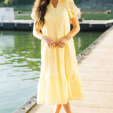 Jessi Eyelet Maxi Dress | Yellow