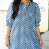 Denim Polka Dot Mini Dress