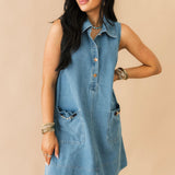 Off To The Races Denim Dress | Horsebit Accent