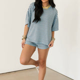 Seaside Lounge Stripe Top | Sky Blue
