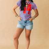 44 Striped Vintage Tee | Hazy Orchid Combo