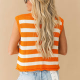 Orange White Stripe Sweater Vest