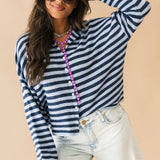 Piper Stripe Cardigan | Dusty Blue