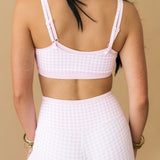 Double Layered Sports Bra | Pink Check