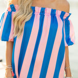 Clarise Dress | Pink Blue Stripe