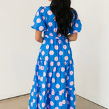 Funky & Fun Polka Dot Midi Dress | Blue & Pink