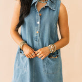 Off To The Races Denim Dress | Horsebit Accent