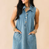 Off To The Races Denim Dress | Horsebit Accent