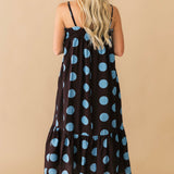 Polka Dot Perfection Midi Dress | Brown Blue