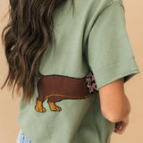 Boujee Weenie Dog Sweater Top | Olive
