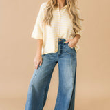 Button Down Sweater Top | Lemon Cream