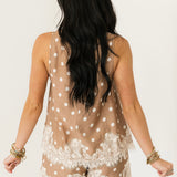 Lacey Polka Dot Tank Top | Latte