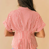 Gingham Button Down Shirt | Red