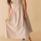 Sunday Stroll Gingham Midi Dress | Brown