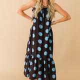 Polka Dot Perfection Midi Dress | Brown Blue