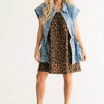 Wild Thing Mini Dress leopard print — sleeveless smocked bust mini dress with pockets