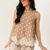 Lacey Polka Dot Tank Top | Latte
