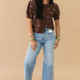 Polka Dot Sweater Top | Brown